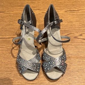 GFranco Gray Rhinestone Professional Dance Shoes